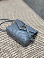 LOULOU MINI BAG 20 IN ASH BLUE QUILTED LAMBSKIN GOLD HARDWARE