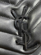 LOULOU SHOULDER BAG 32 IN BLACK QUILTED LAMBSKIN BLACK HARDWARE