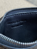 YSL Zip Card Case Black Croc Embossed Leather