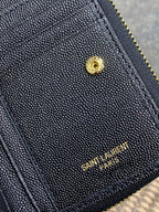 YSL Cassandre Matelassé Compact Zip-Around Wallet Black Caviar Cowhide GHW