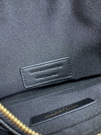 YSL Gold Hardware Logo Zipper Clutch 23cm Black Caviar Cowhide