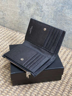 YSL Monogram Wallet Wallet 13cm Black Caviar Cowhide Sliver HW
