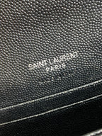 YSL Sliver Logo Monogram Card Flap Wallet 13.5cm Black Caviar Cowhide