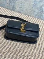 SOLFERINO SMALL SATCHEL 19 IN BLACK CALFSKIN GOLD HARDWARE