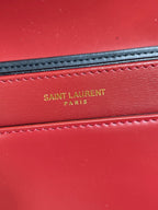 SOLFERINO SMALL SATCHEL 19 IN SCARLET RED CALFSKIN GOLD HARDWARE
