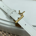 VOLTAIRE HALF-MOON SHOULDER BAG 24 IN WHITE CALFSKIN GOLD METALLIC
