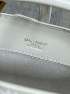 LE 37 MINI BUCKET BAG 15 IN WHITE CALFSKIN GOLD HARDWARE