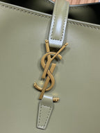 LE 37 MEDIUM BUCKET BAG 25 IN AVOCADO GREEN CALFSKIN GOLD HARDWARE