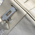 HM Birkin 35cm Milkshake White Canvas with Swift Leather Silver Hardware