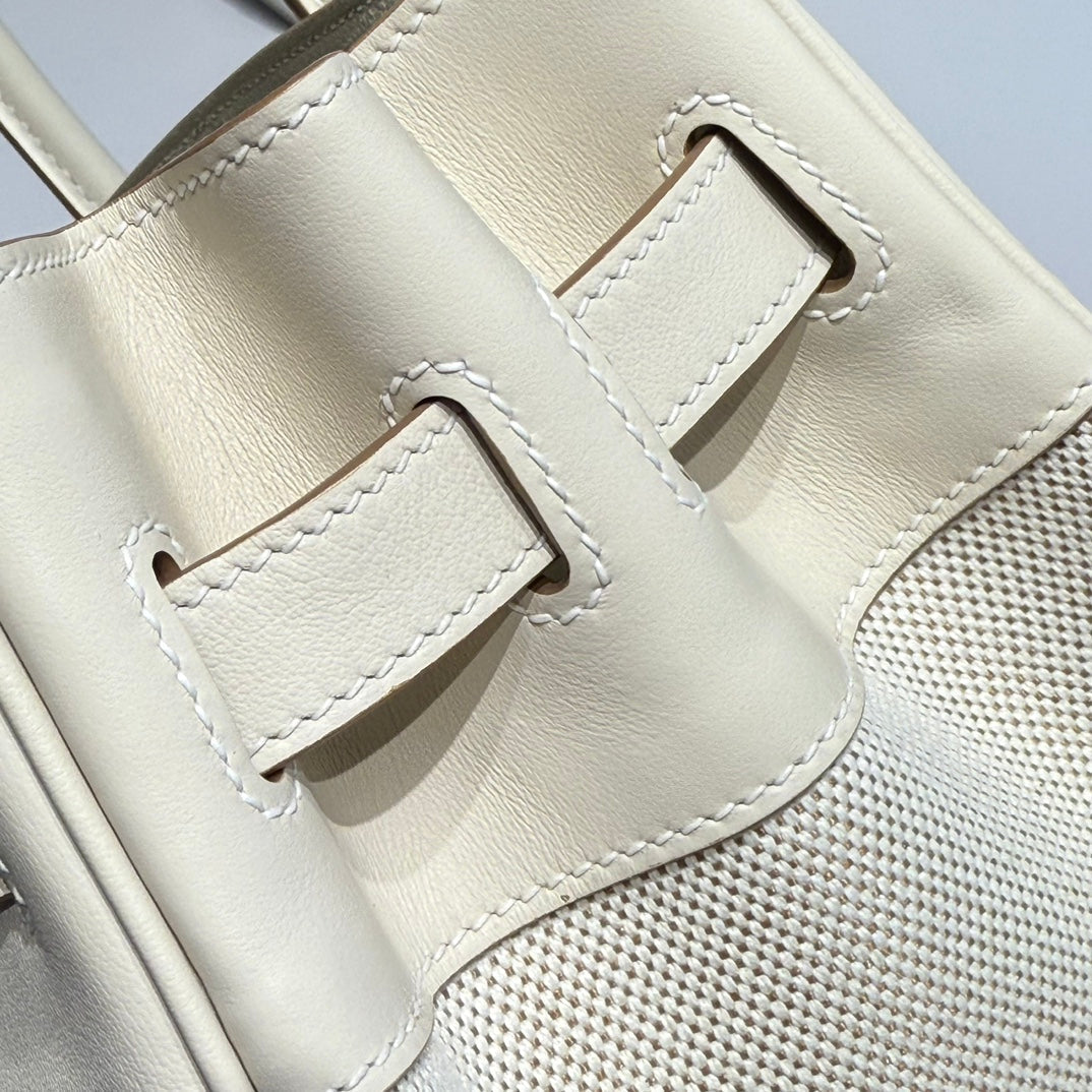 HM Birkin 35cm Milkshake White Canvas with Swift Leather Silver Hardware