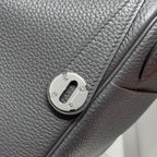 HERMES 25S MEDIUM LINDY 26 IN CHARCOAL GRAY CALFSKIN SILVER HARDWARE