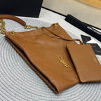 JAMIE POCHON 33 IN BRONZE BROWN LAMBSKIN GOLD HARDWARE