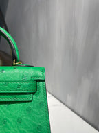 Hermes Kelly 19 Sellier Green Ostrich Leather Bag GHW (need 25 day to produce) 270333
