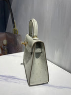 Hermes Kelly 19 Sellier Off White Ostrich Leather Bag GHW (need 25 day to produce) 270336