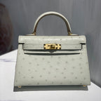 Hermes Kelly 19 Sellier Off White Ostrich Leather Bag GHW (need 25 day to produce) 270336