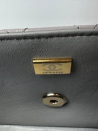 MINI FLAP BAG 20 IN LIGHT GRAY GLOSSY CALFSKIN GOLD HARDWARE