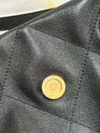 MAXI SHOPPING BAG 36 IN BLACK LAMBSKIN GOLD METALLIC