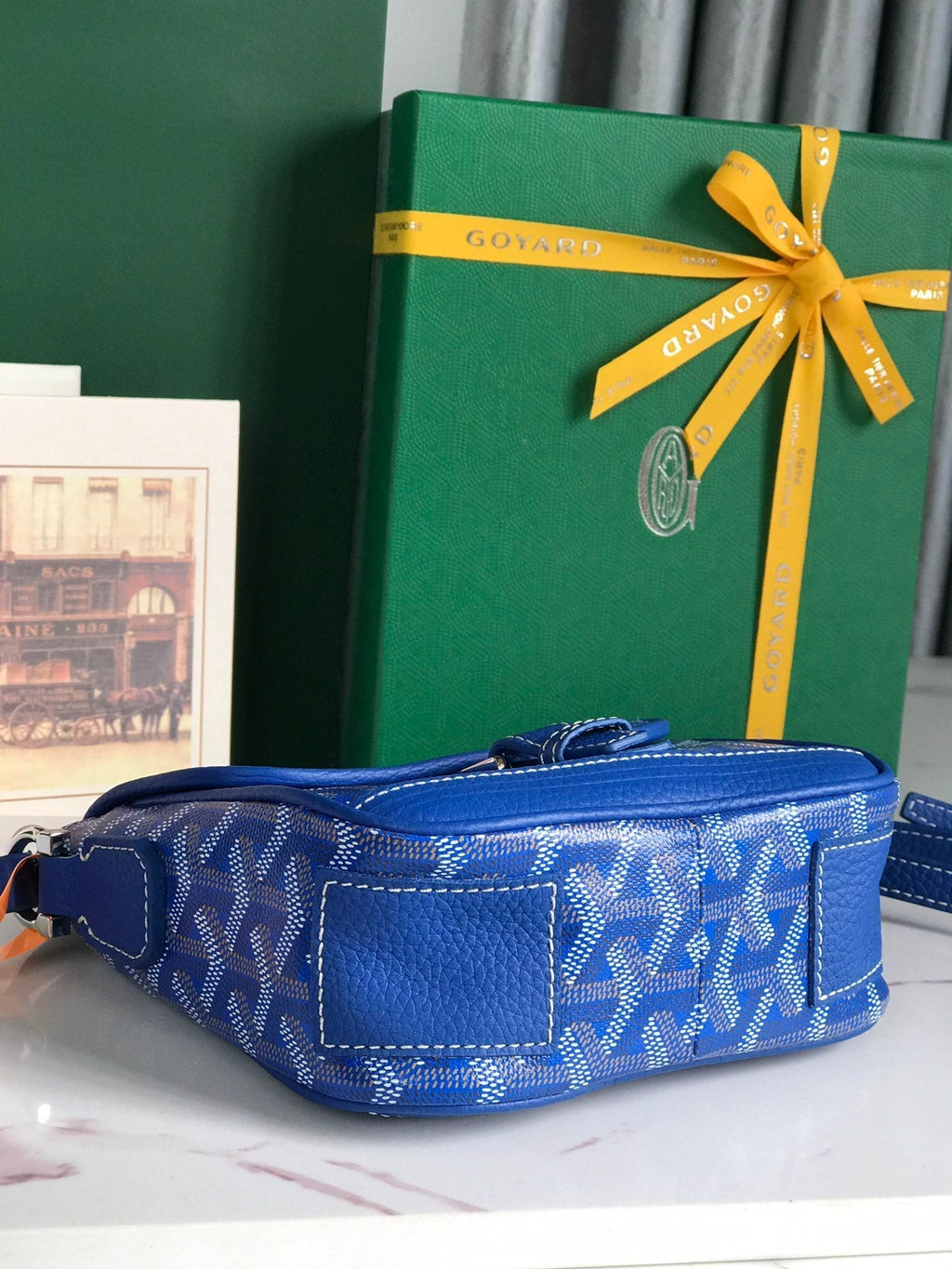 GRAND BLEU 16 IN SAPPHIRE BLUE GOYARDINE CANVAS AND LAMBSKIN