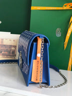 DUCHESSE MARIE-CAROLINE BAG 25 IN SAPPHIRE BLUE GOYARDINE CANVAS AND SMOOTH CALFSKIN