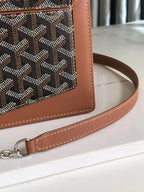 DUCHESSE MARIE-CAROLINE BAG 25 IN BLACK GOYARDINE CANVAS AND TAN SMOOTH CALFSKIN