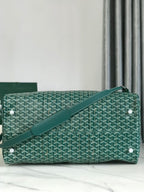 BOSTON 50 BAG IN GREEN GOYARDINE CANVAS AND CALFSKIN TRIM