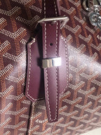 BOSTON 50 BAG IN WINE RED GOYARDINE CANVAS AND CALFSKIN TRIM