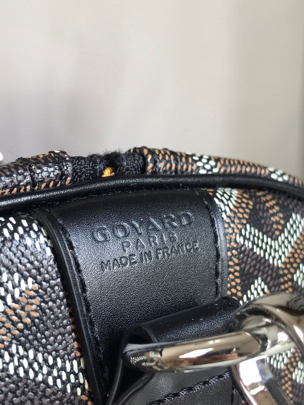 BOSTON 50 BAG IN BLACK GOYARDINE CANVAS AND CALFSKIN TRIM