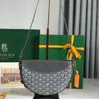 HIRONDELLE BAG 25 IN GRAY LAMBSKIN AND GOYARDINE CANVAS