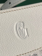 HIRONDELLE BAG 25 IN WHITE LAMBSKIN AND GOYARDINE CANVAS