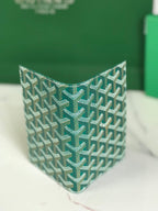 Goyard Grenelle Passport Cover 10cm Green Canvas & Cafskin