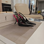 YSL SLINGBACK HIGH HEELS 100 MM IN BLACK CALFSKIN