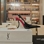 YSL SLINGBACK HIGH HEELS 100 MM IN BLACK CALFSKIN
