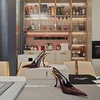 YSL SLINGBACK HIGH HEELS 100 MM IN BURGUNDY RED CALFSKIN