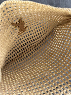 OXALIS 40  IN RAFFIA CROCHET AND LEATHER  BROWN