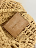 OXALIS 40  IN RAFFIA CROCHET AND LEATHER  BROWN