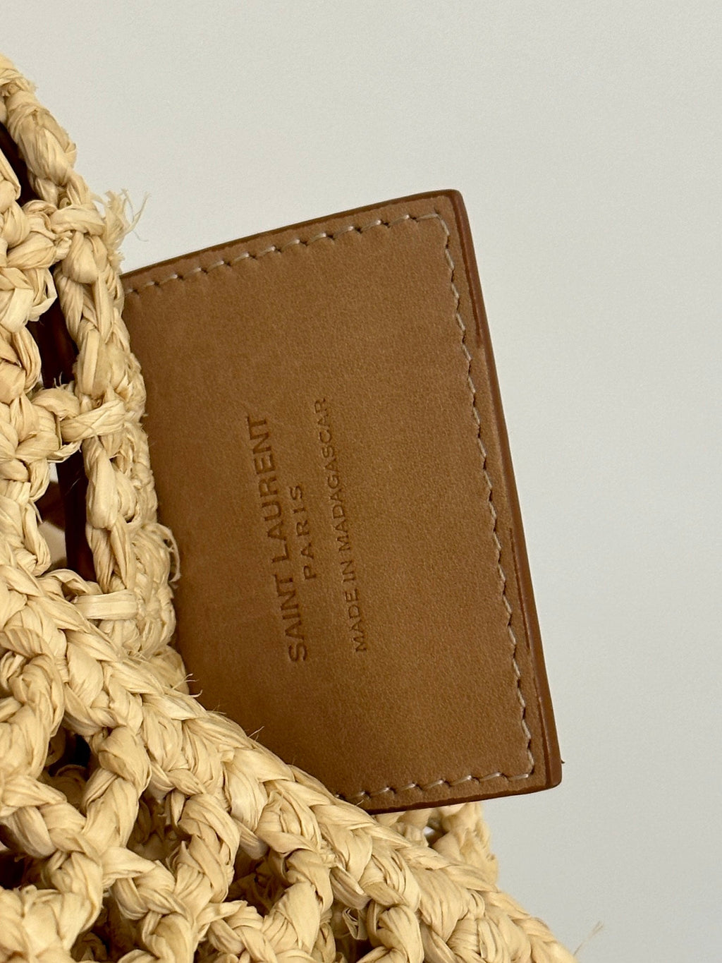 OXALIS 40  IN RAFFIA CROCHET AND LEATHER  BROWN