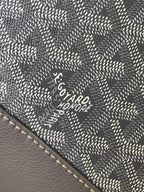 CISALPIN DOCUMENT CASE 39 IN GRAY GOYARDINE CANVAS AND CALFSKIN
