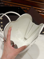 LE COEUR BAG 21 IN WHITE PATENT CALFSKIN ATTACHED STRASS