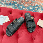 Women's Sandals Black Sheepskin With Straps