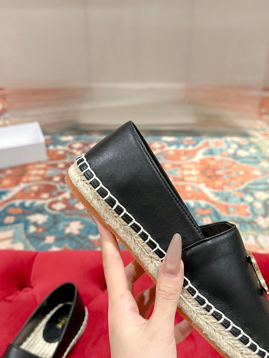 ESPADRILLES BLACK LAMBSKIN GOLD TRIOMPHE
