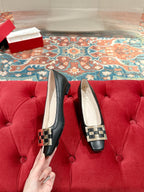 TROMPETTE BALLERINAS IN BLACK SHINY CALFSKIN
