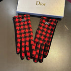 PLAID GLOVES IN RED MIX BLACK WOOL 405939