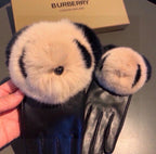 GLOVES IN BLACK LAMBSKIN WITH RABBIT FUR 407807