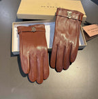 GLOVES IN BRONZE BROWN LAMBSKIN WITH FLEECE LINING 440495