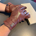GLOVES IN RED BROWN LAMBSKIN WITH FLEECE LINING 440498