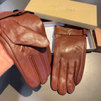 GLOVES IN RED BROWN LAMBSKIN WITH FLEECE LINING 440498