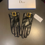 GLOVES ATTACHED D METAL HARDWARE IN BLACK LAMBSKIN 441842