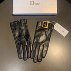 GLOVES ATTACHED D METAL HARDWARE IN BLACK LAMBSKIN 441842