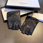 FINGERLESS GLOVES IN BLACK LAMBSKIN AND CASHMERE LINING 465790