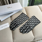 TOUCHSCREEN GLOVES IN BLACK MIX WHITE LAMBSKIN AND MONOGRAM JACQUARD FABRIC 465792